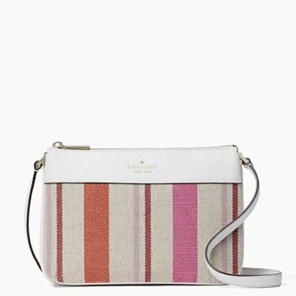 NWT Kate Spade2 - Leila Striped Canvas Triple Gusset Crossbody6.8 - Picture 4 of 6